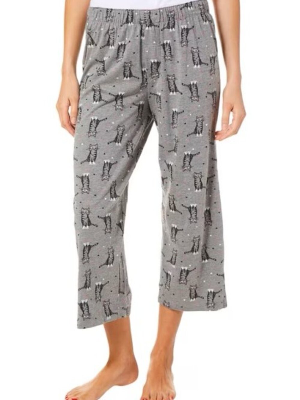 #2425 Hue Womens Kitty Print Capri Pajama Bottoms